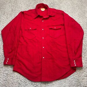 Vintage Deerskin Red Western Chamois Pearl Snap Button USA Shirt XL